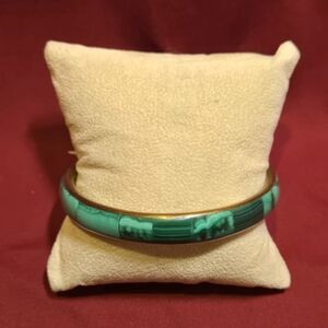 Vintage Malachite & Brass Bangle Bracelet